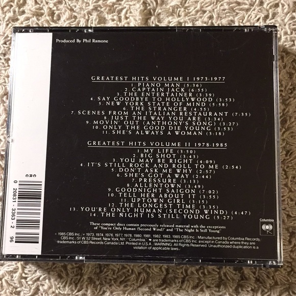 Billy Joel - “Greatest Hits Volume I &II” 2xCD 💿 - Picture 2 of 4